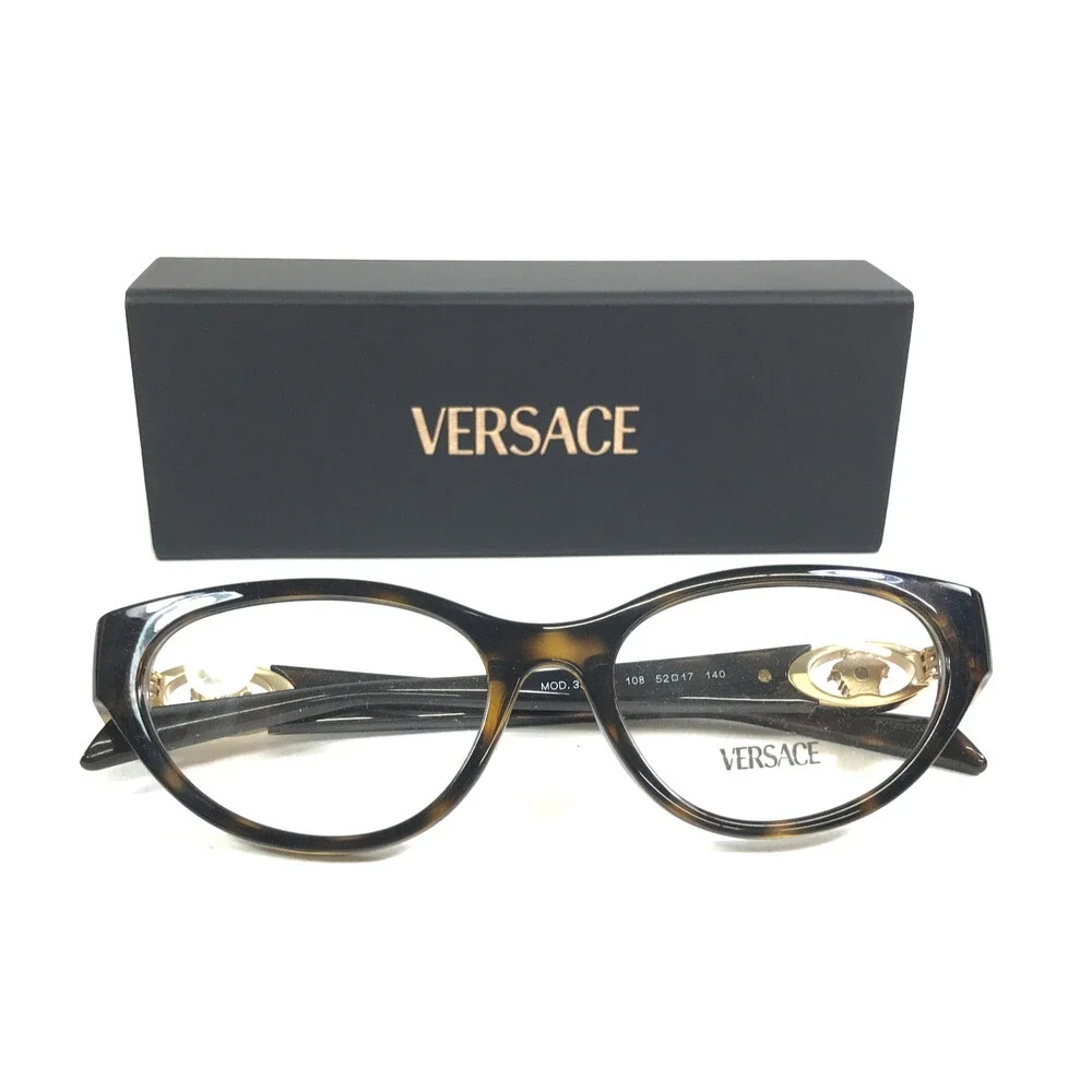Versace Eyeglasses Frames MOD.3372-U 108 Tortoise Cat Eye Full Rim 52-17-140